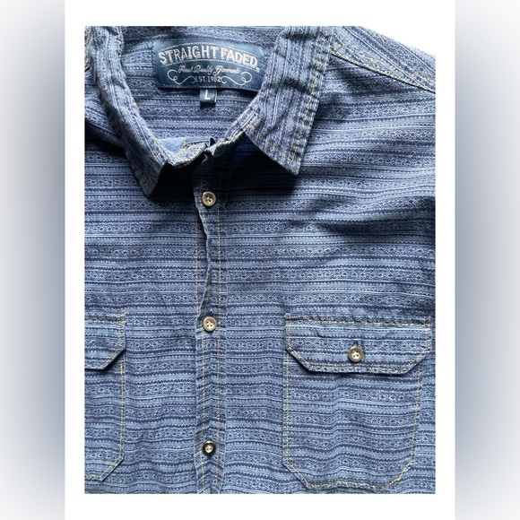 Straight Faded Mens Button Up Western Style Shirt - Picture 2 of 4